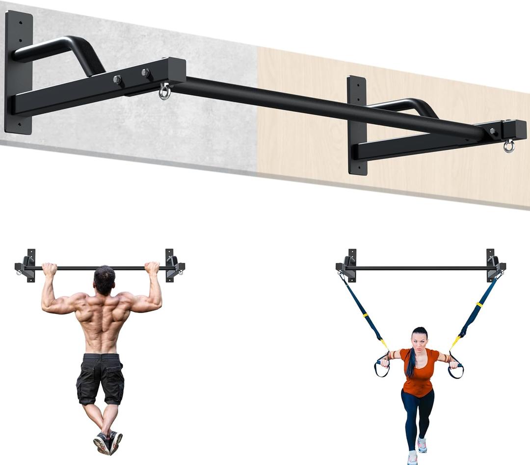 2025 Upgrade Pull Up Bar Wall Mounted - 600 lbs Heavy Duty Strength Training Pull-Up Bars, Ideal Rogue Pull Up Bar for Home and Commercial Gym, Easy Installation Chin Up Bar, Versatile Garage Pullup Bar (Black)