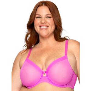 Curvy Couture Women's Sheer Mesh Full-Coverage Unlined Underwire Bra (40I, Flirt)