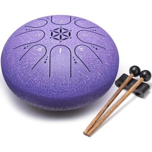 Steel Tongue Drum Percussion: 6 Inch 8 Notes Musical Instruments, Music Gifts for Family Friends (Lavender)