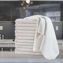 POLYTE Premium Microfiber Kitchen Dish Hand Towel Waffle Weave 12 Pack (16x28 in, Off White)