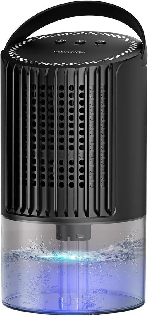 Dehumidifier, 34oz Small dehumidifiers for home, Ultra Quiet (25dB) 350 sq ft Mini Dehumidifier, Portable for Bathroom Bedroom Closet Basement RV, with 7-Color LED, Smart Defrost, Auto Shut-Off, Black