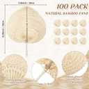 BBTO 100 Pieces Woven Bamboo Fans Handmade Hand Weaving Handheld Natural Raffia Hand Fans Bulk for Indoor Outdoor Summer Cooling Supplies Farmhouse Wall Decor Wedding Party Favors