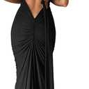 ABYOVRT Women Sexy Backless Dress Bodycon Sleeveless Open Back Maxi Dress Formal Cocktail Wedding Guest (Black, Small)