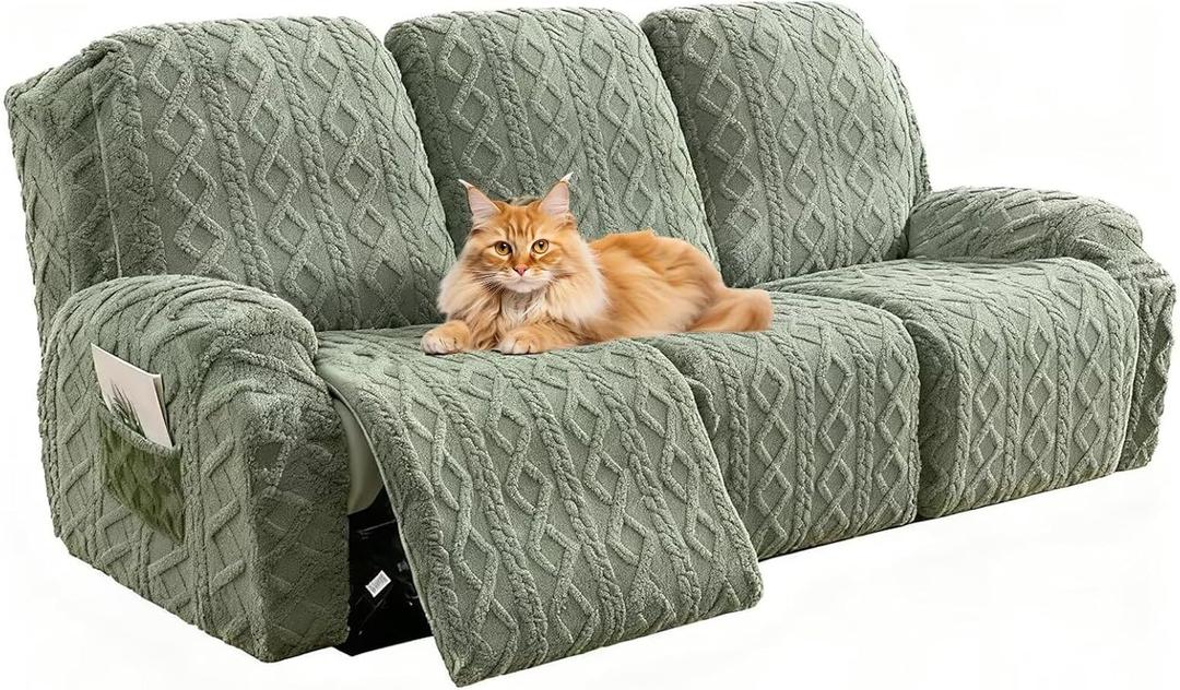 Recliner Chair Covers, Green, 8-Pieces