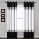 Lush Decor Alexander Color Block Light Filtering Window Curtain Panel Pair, 52"W x 84"L, Black & Gray