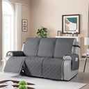 VANSOFY Waterproof Recliner Couch Covers, Sofa Covers 1-Piece Washable Reclining Sofa Cover Non-Slip Furniture Protector with Elastic Straps Pocket for Dogs, Pets(Neutral Gray,3 Seater)