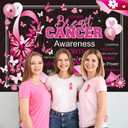 Breast Cancer Awareness Backdrop Pink Ribbon Banner October Breast Cancer Month Photography Background Black Pink Butterfly Hope Strength Office Home Party Decorations (94X70 inch (8x6FT))