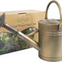 1 Gallon Galvanized Metal Watering Can, Retro Bronze Tone with Detachable Spout, Vintage Rustic Decorative Water Pot for Home Garden Indoor Outdoor Plants