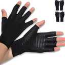Donfri 2 Pairs Copper Arthritis Gloves Compression Gloves Women Men Relieve Hand Pain Swelling and Carpal Tunnel (2Pairs, Large)