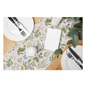 HOSNYE Table Runner Colorful Vintage Herbs and Wild Flowers,Cotton Linen Table Runner Decoration for Kitchen Family Dinner Table Holiday Party Farmhouse Style 13 x 120 Inch