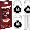 COOLJOY 3 Sizes Vampire Fangs Teeth with Adhesive Halloween Cosplay Props White Horror False Teeth Props Party Favors Masquerade Accessories Gift