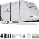 Umbrauto 300D Oxford RV Cover for 33-35ft Travel Trailer  Waterproof & Windproof Camper Cover with Sun-Reflective Silver Coating, Includes 4 Tire Covers & Accessories for All-Season Protection
