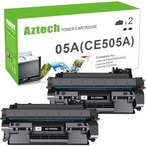 Aztech Compatible Toner Cartridge Replacement for HP CE505A 05A for HP P2035 P2035N P2055DN 2055DN 2035N P2030 P2050 P2055D P2055X 2055D 2055X Printer (Black 2-Pack)