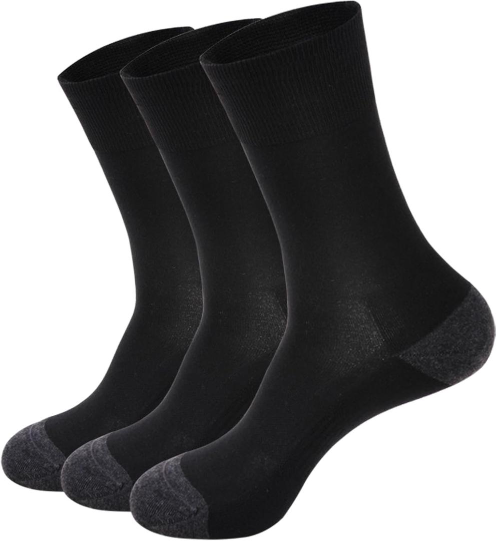Men's Ultra-Light Thermal Socks - Thin Warm Heat Socks with Self Heat Yarn, Great Gift (9-11, Black)