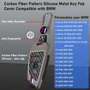 Jaronx Compatible With BMW Key Fob Cover 2'F45/3'G20/5'G30/6'G32/7'G11/8'G14/X1 F48/X3 G01/X4 G02/X5 F15 G05/X6 F15 G06/X7 G07/Z4 G29, For BMW Metal Carbon Fiber Pattern Silicone Key Fob Cover (1 Set)