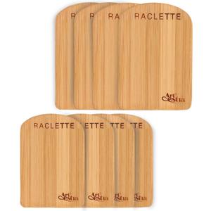 Artestia 8 Pack Raclette Bamboo Trays for Grill Pans Small Handmade Heat-Resistant Bamboo Plates for BBQ Kitchen Dining Family Garthing