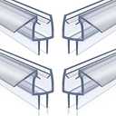4 Pack Frameless Shower Door Bottom Seal, 1/4 x 39 Clear PVC Shower Seal Strip for 1/4 Inch Glass Shower Door Stop Shower Leaks