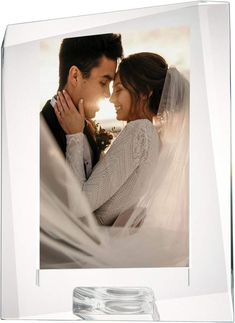 4" x 6" Crystal Picture Frame with Gift Boxed Decorative Photo Frame for Home Wedding Gift