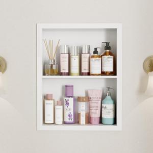 14x18 Medicine Cabinet Recessed Stainless Steel, 2-Tier, Medicine Cabinet Organizer,Stainless Steel Wall Niche, Bathroom Wall Cabinet, Recessed Bathroom Cabinet, Cabinet recessed Wall Cabinet (White)