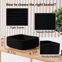 MiniArk Small Square Shallow Baskets for Organizing, 9.7x9.7x4.3 Inch Rope Woven Storage Bins for Cubes Closet, Shelves Storage, Boho Decorative Basket, 2 Packs Black