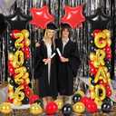 2 Sets Graduation Balloon Column Stand Kit with Balloons Prom Send off 2026 Grad Prom Themed Decor Black Red Balloon Tower Stand for Floor Grad School & College Celebration Party Supplies