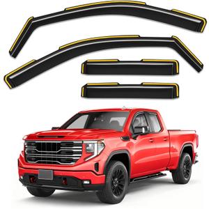 in-Channel Window Rain Guards Fit for 2019-2026 Chevy Silverado/GMC Sierra 1500 Double Cab,Truck Extra Durable Window Visors Window Deflectors Vent Visors Vent Shades Car Accessories-4 pcs