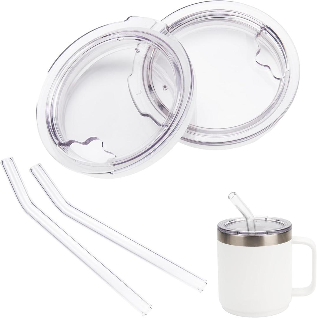 Replacement Straw Lids for YETI 10oz Mug, WineTumbler & Lowball | Shatter-Proof, Dishwasher Safe (Leak-Proof Straw & Spill-Proof Covers Included, 2-Pack)