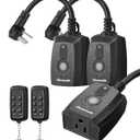 DEWENWILS Outdoor Remote Control Outlet, Indoor Wireless Remote Control Switch, Weatherproof Electrical Plug in Switch, 3-Prong 15A, 6-Inch Cord, 100FT Range, 2 Remotes 3 Outlets, ETL Listed