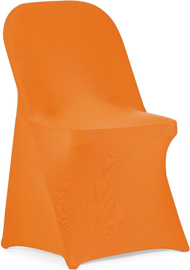 Peomeise Stretch Spandex Folding Chair Cover for Wedding Party Dining Banquet Event (Orange,12pcs)