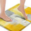 Britimes Bath Mat for Bathroom Yellow Gray Abstract Graffiti Geometric Bath Rug Floor Mat Bathroom Decorations 16x24 Inches for Kitchen Bedroom Indoor