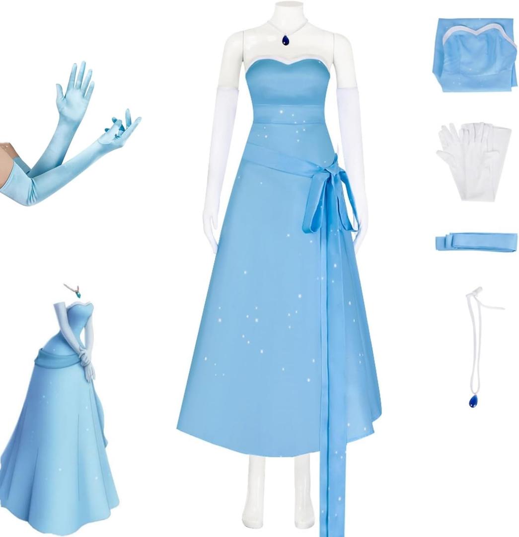 Princess Dress Costume for Women Blue Ball Gown Outfit for Cosplay Halloween Dress up (Medium)