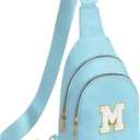 Viverte Birthday Gifts for 7 8 9 10 11 12 13 Year Old Girls Small Initial Sling Bag Cross Body Bag Fanny Pack for Girls (Icing Blue)