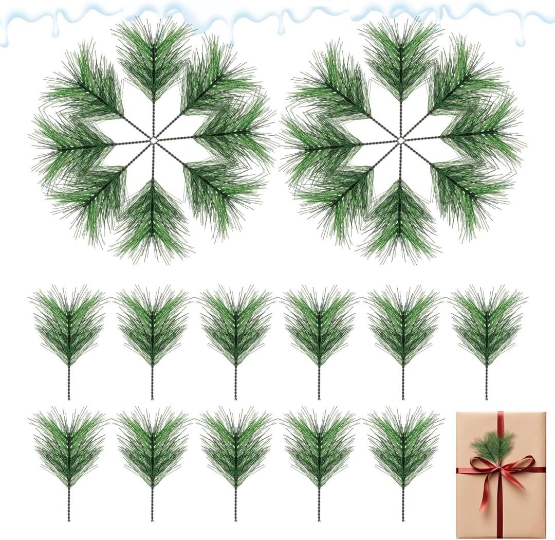 60pcs Artificial Pine Needles Branches: Greenery Stems for Christmas Wreaths Garland Crafts Xmas Tree Holiday Decorations  Faux Picks Bulk