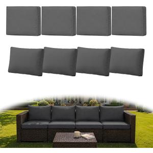 8Pcs Outdoor Couch Cushion Covers with Zipper, Water-Resistant Patio Cushion Covers, Max Compatible 24x24x3.15 Inch Patio Cushion, Full Coverage, Non-Stretch, UV-Resistant, Only Cover