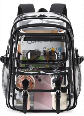 Clear Backpack for Girls Women Heavy Duty School BookBag Transparent Backpacks Stadium Approved See Through Backpack X-Large(Black)