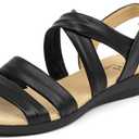 VJH confort Womens Flat Sandals, Soft Straps Slip-on Open Toe Light Weight Elastic Slingback Comfort Casual Walking Sandals (12)