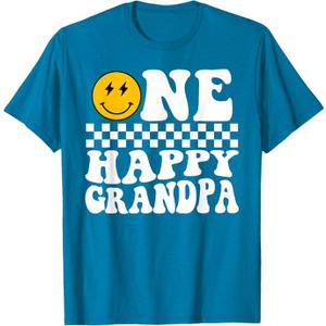 One Happy Dude 1st Birthday One Cool Grandpa Family Matching T-Shirt Small
