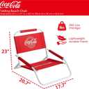 Coca Cola Low Beach Chair, Portable Folding Chair for Outdoor Use, Beach, Sand, Camping & Backyard