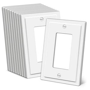 CML Modern Framed Single Decorator Wall Plate, 1-Gang Decorative Switch or Outlet Cover, 4 Pack White Wallplate, Impact Resistant Polycarbonate, Standard Size 3.15”X 4.87”