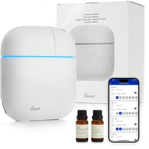 Hotel Collection Diffuser,2000 Sq Ft,Smart Button Timer,Ambient Light,Enhanced Fan,Desktop or Wall-Mount,Bluetooth App,Waterless Essential Oil Diffuser,Cold Air Machine for Home - White