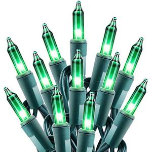 Minetom St. Patrick's Day Mini String Lights, 100 Count 27 Feet Detachable Incandescent Bulb Waterproof Green Fairy Lights Plug in for Indoor Outdoor Party Patio Christmas Decoration, Green Wire