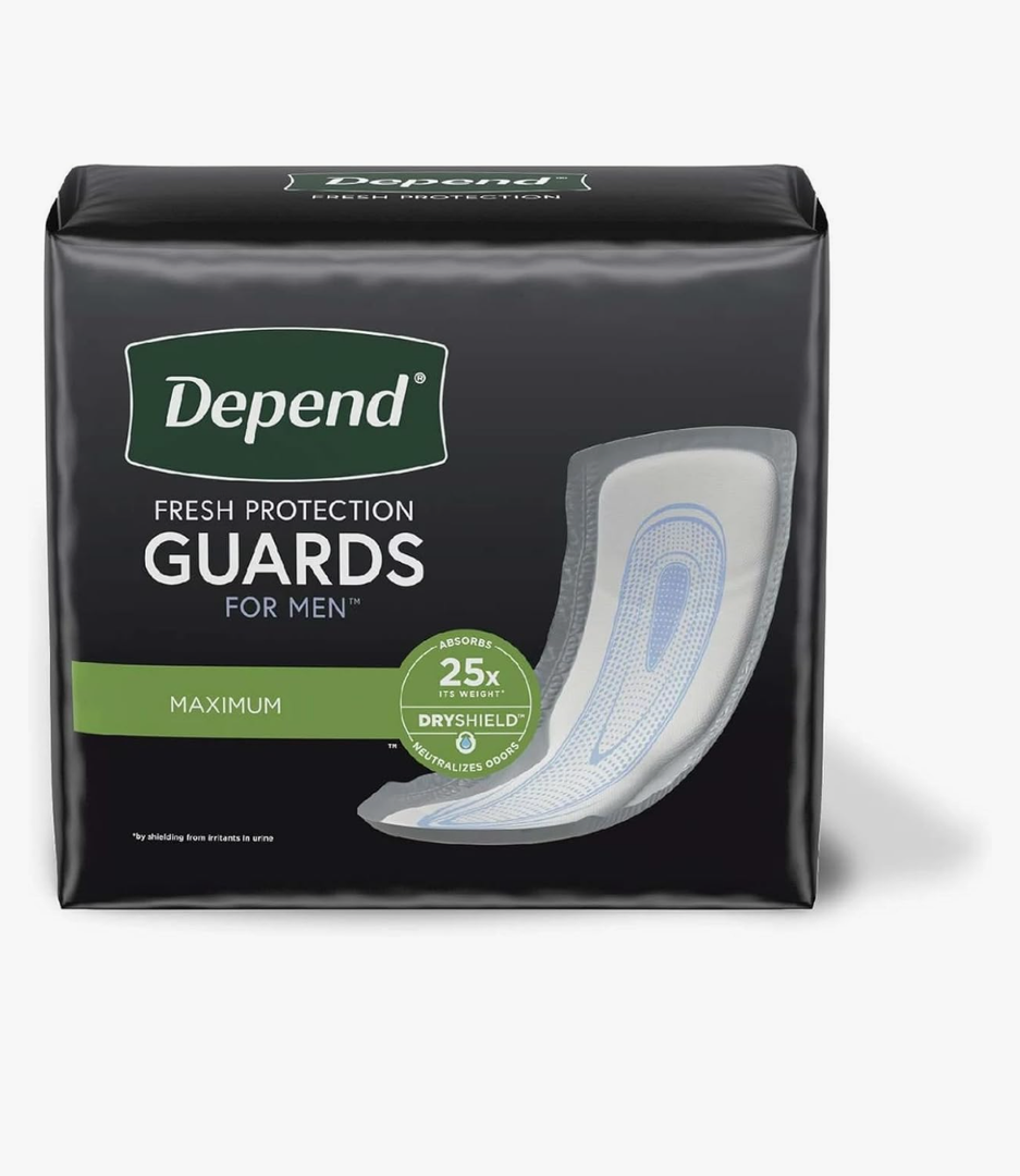 Depend Incontinence Guards for Men, Maximum Absorbency, 52 Count (Packaging May Vary) (2 Pack, 52 Count)