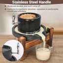 Manual Stone Grain Mill, Natural Granite Handmade Stone Mill with Stainless Steel Handle, Stone Mill Grinder, Traditional Countertop Disc Grain Mill with Solid Wood Stand for Flour/Wheat/Spices/Beans