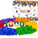 Building Blocks Set, 1000 Piece Creative Small Bricks Set for Kids Stackable, 6 Classic Colors, Compatible with All Major Brands, Classic Blocks Toys for Kids Ages 4 5 6 7 8+ (Rainbow)