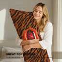 Trendy Disco Cherry Tiger Print 20x54 Body Pillow Cover with Zipper, Coquette Room Decor, Funky Y2k Disco Ball Cherry Lip Long Body Pillow Pillowcase for Couch Bed, Double-Sided