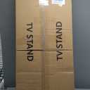 TV Stand with Glass Storage Cabinets and Power Outlet, White TV Stand for 32/45/55 inch TVs, Entertainment Center with LED Light for Living Room, 46inch Small Tv Stand for Bedroom