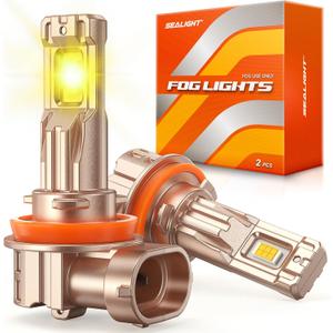 SEALIGHT H11/H16/H8 Yellow LED Fog Light Bulbs, 18000LM 3500K Yellow-2 Pack