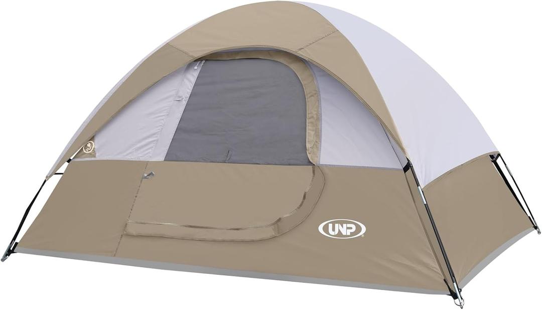 Camping Tent 2 Person, Waterproof Windproof Tent with Rainfly Easy Set up-Portable Dome Tents for Camping (Light Khaki)