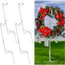 Blulu 4 Pcs Wreath Stands for Cemetery Grave Wreath Holder Stand in Ground Cemetery Flower Holder Headstone Flower Hook Gravestone Hanger for Spring Memorial Day Funeral Christmas Tombstone Decoration