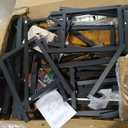 Farmhouse Dining Table Set, 63-inch extendable Dining Table with 2 Benches and 2 stools, Metal and Wood Brackets Suitable for Kitchens and Restaurants(Brown,7-Piece(6 Stools))